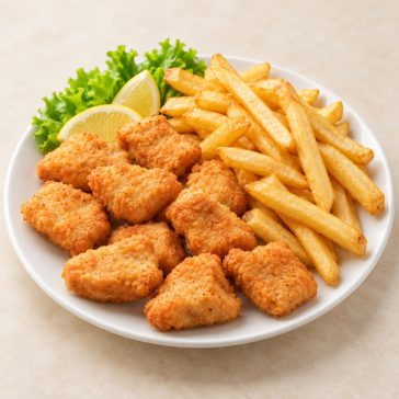 Csirke nuggets hasábbal
